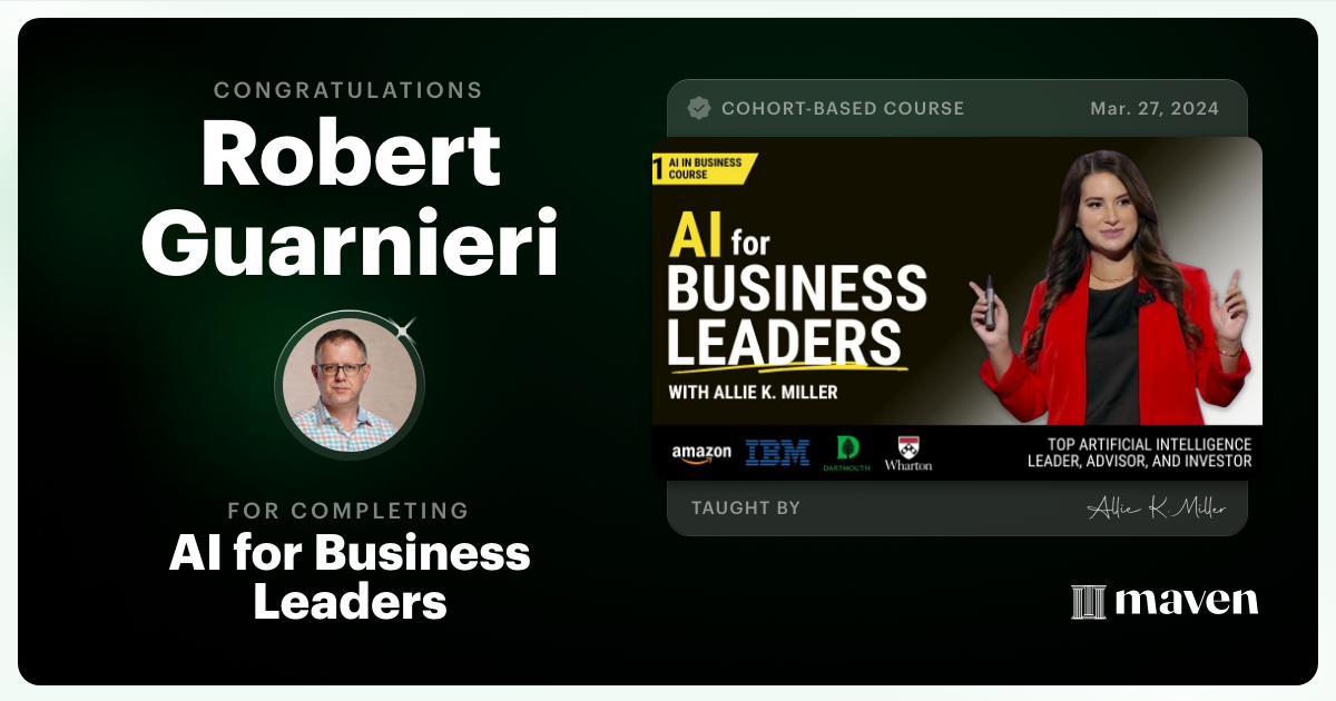 Certificate of Completion for AI for Business Leaders