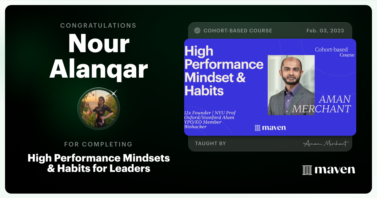 Certificate of Completion for High Performance Leadership Reset