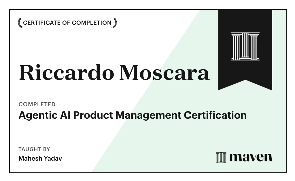 Certificate for Agentic AI Product Management Certification
