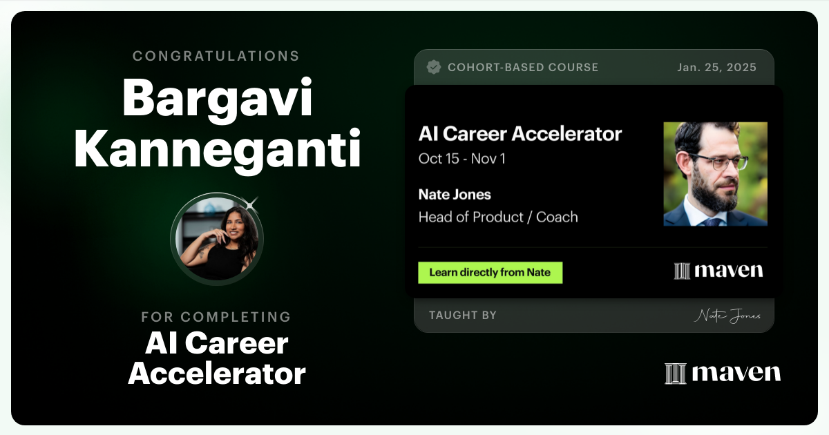 Certificate of Completion for AI Career Accelerator