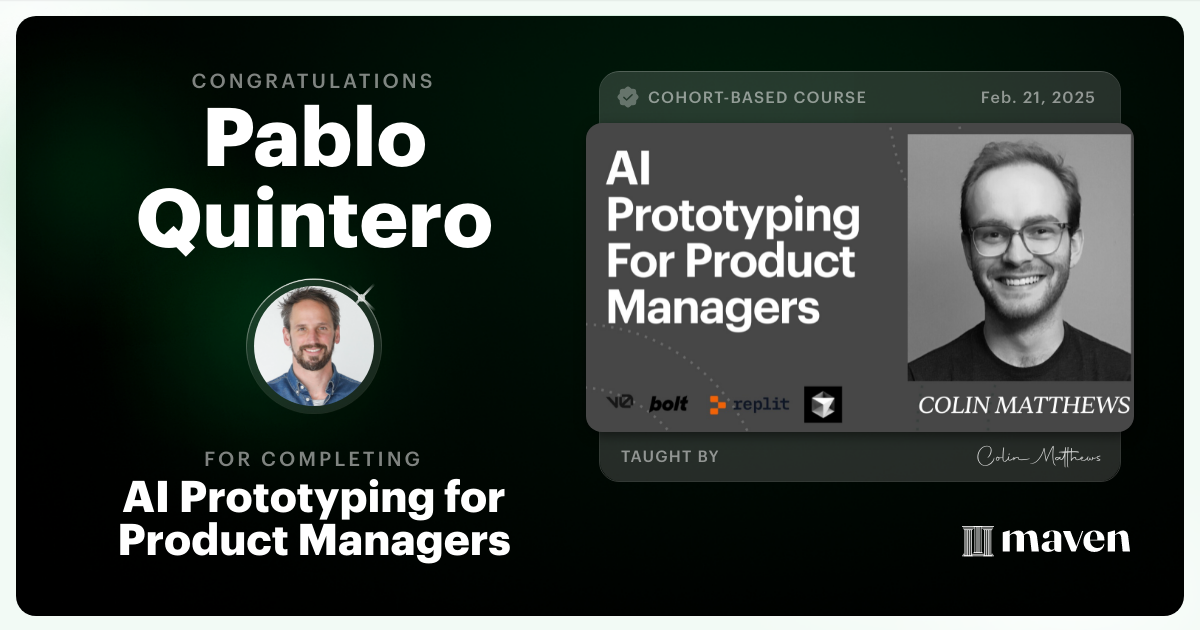 Certificate of Completion for AI Prototyping for Product Managers