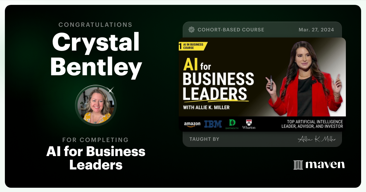 Certificate of Completion for AI for Business Leaders