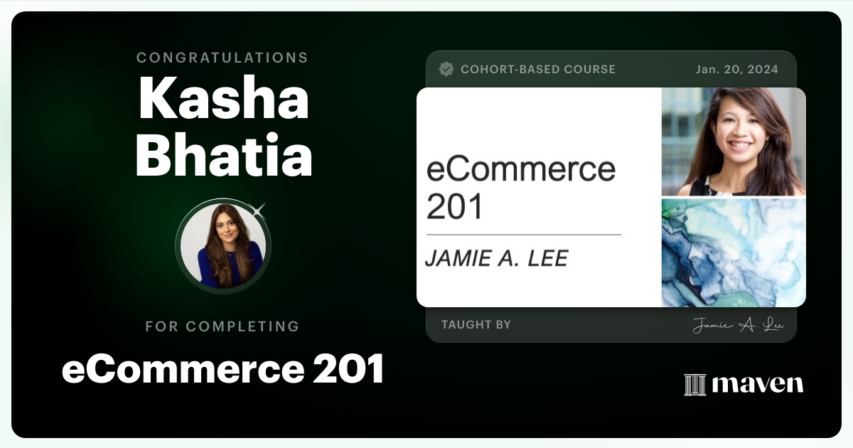 Certificate of Completion for eCommerce 201