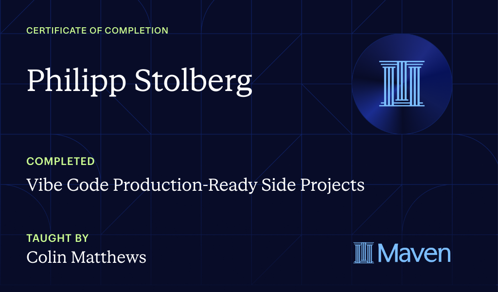 Certificate for Vibe Code Production-Ready Side Projects