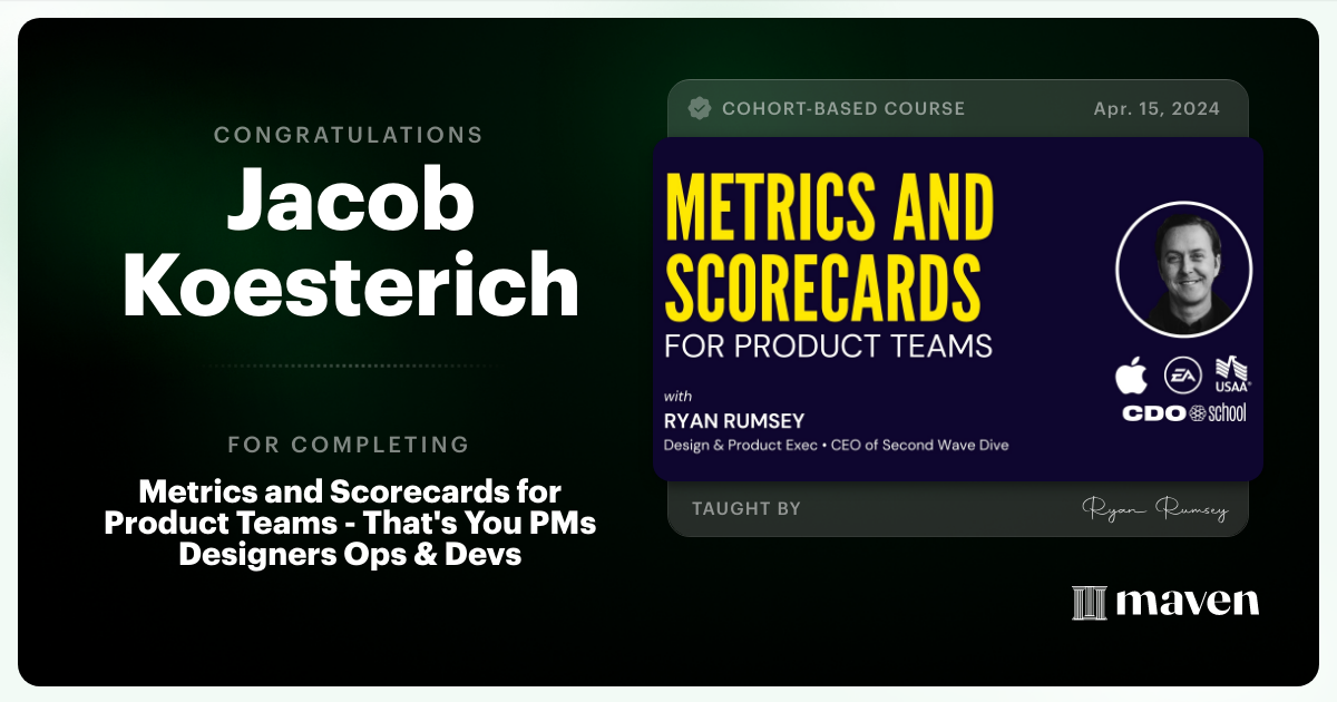 Certificate of Completion for OKRs for Design Orgs