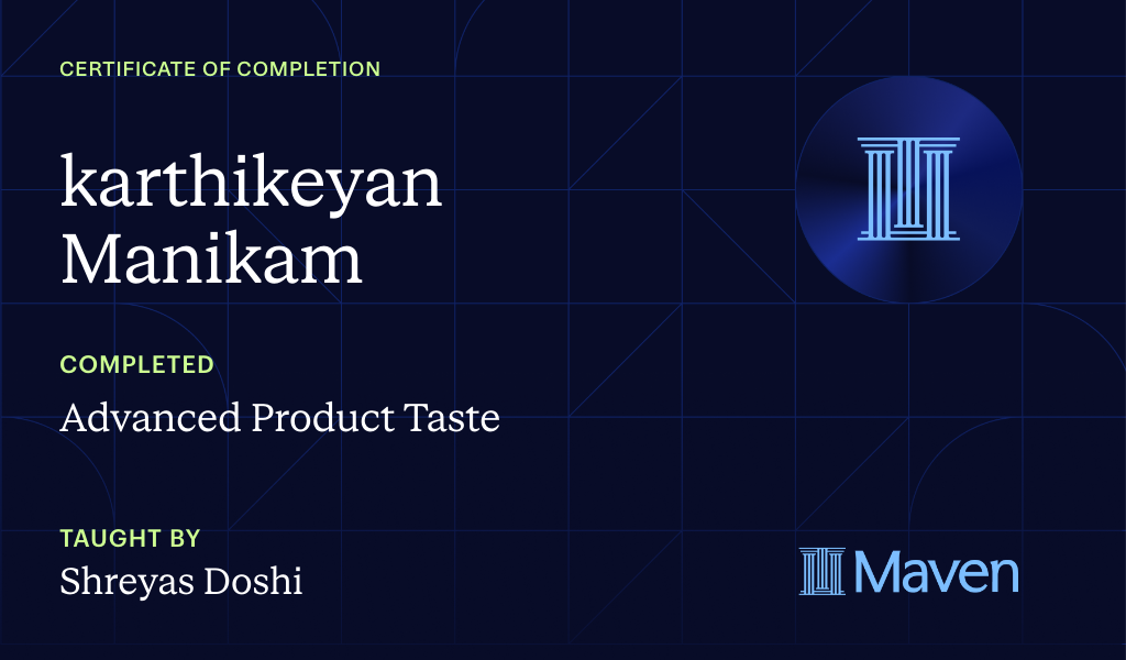 Certificate for Advanced Product Taste