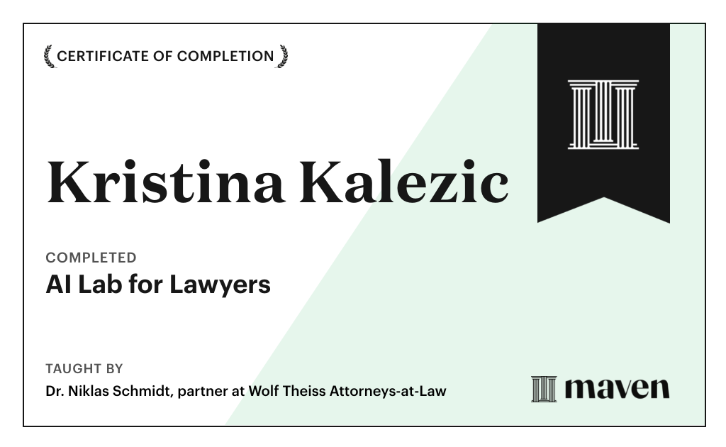 Certificate for AI Lab for Lawyers