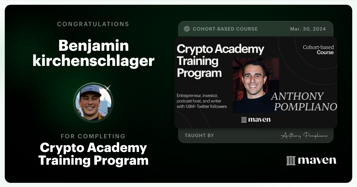 Certificate of Completion for Crypto Academy Training Program
