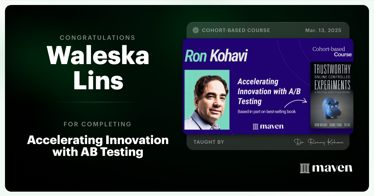 Certificate of Completion for Accelerating Innovation with A/B Testing