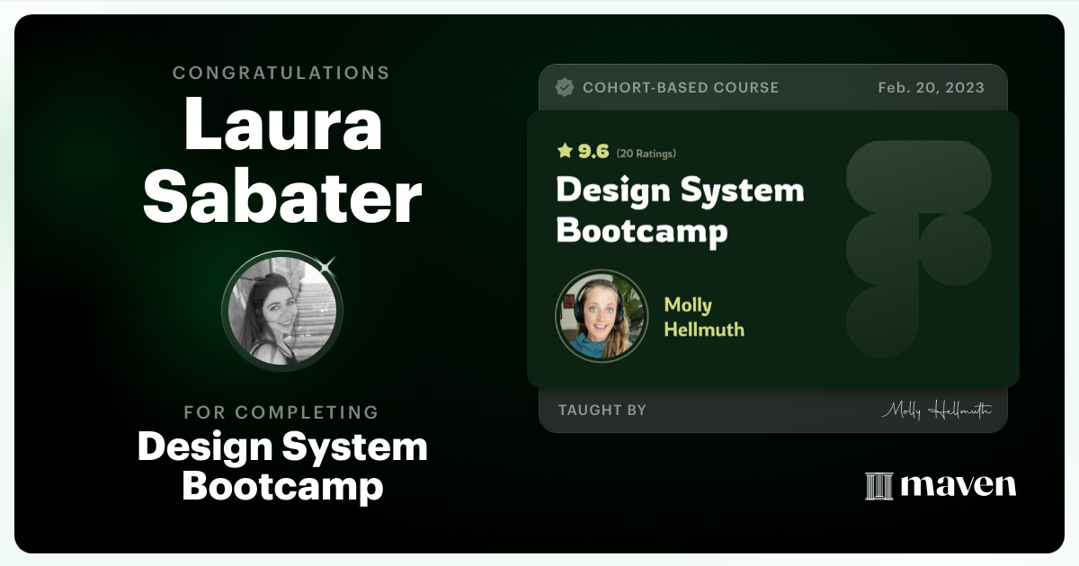 Certificate of Completion for Design System Bootcamp