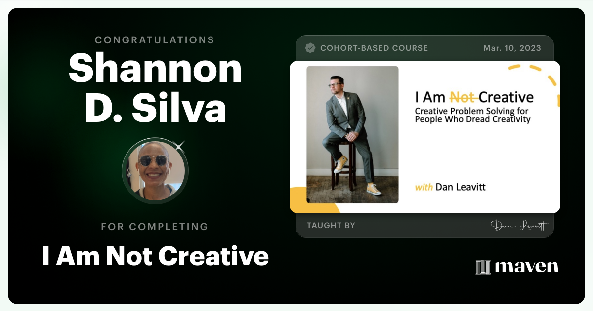 Certificate of Completion for Creative Problem-Solving Accelerator 