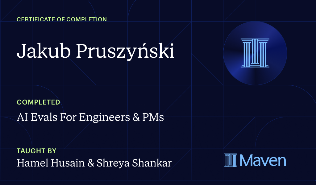 Certificate for AI Evals For Engineers & PMs