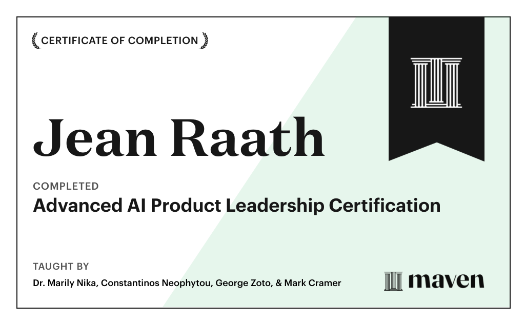 Certificate for Advanced AI Product Leadership Certification