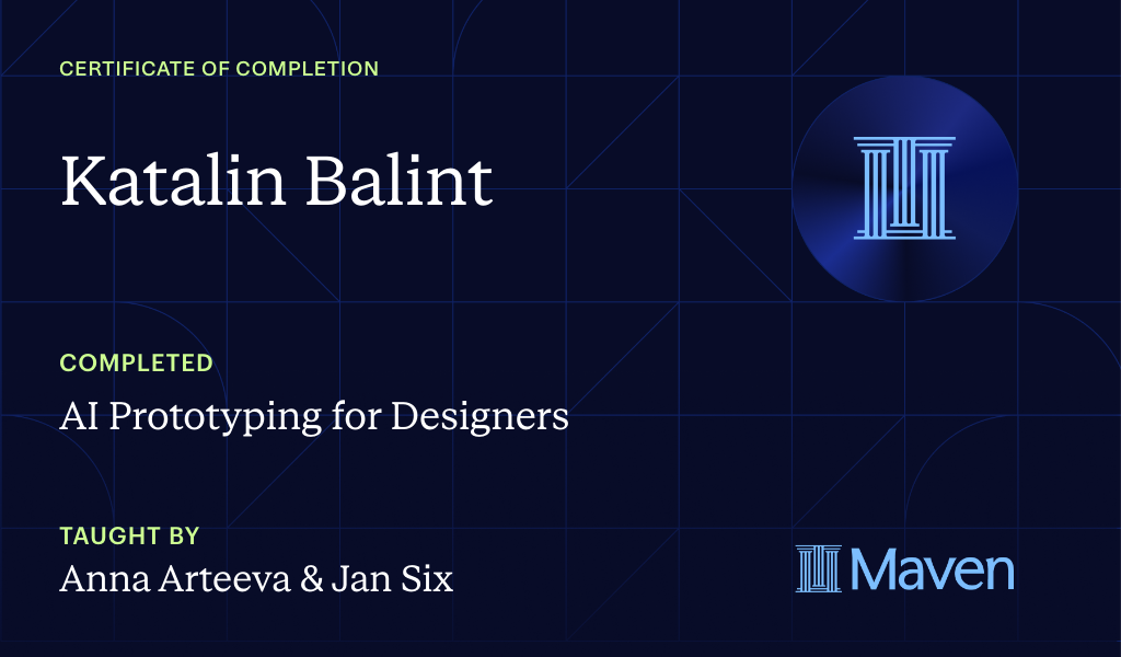 Certificate for AI prototyping for designers