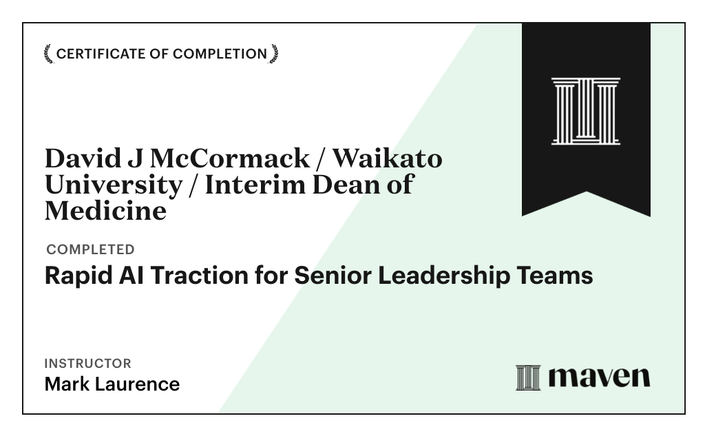 Certificate for Rapid AI Traction for Senior Leadership Teams