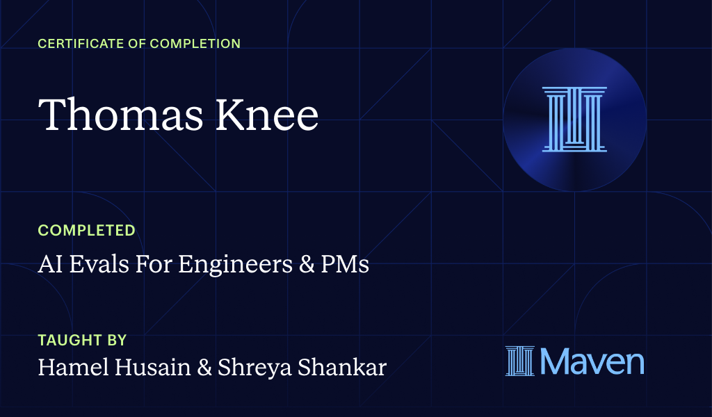 Certificate for AI Evals For Engineers & PMs