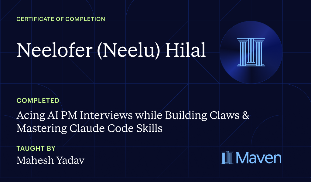 Certificate for Claude Bootcamp: Build Production-Ready AI Products & Crack AI Interviews