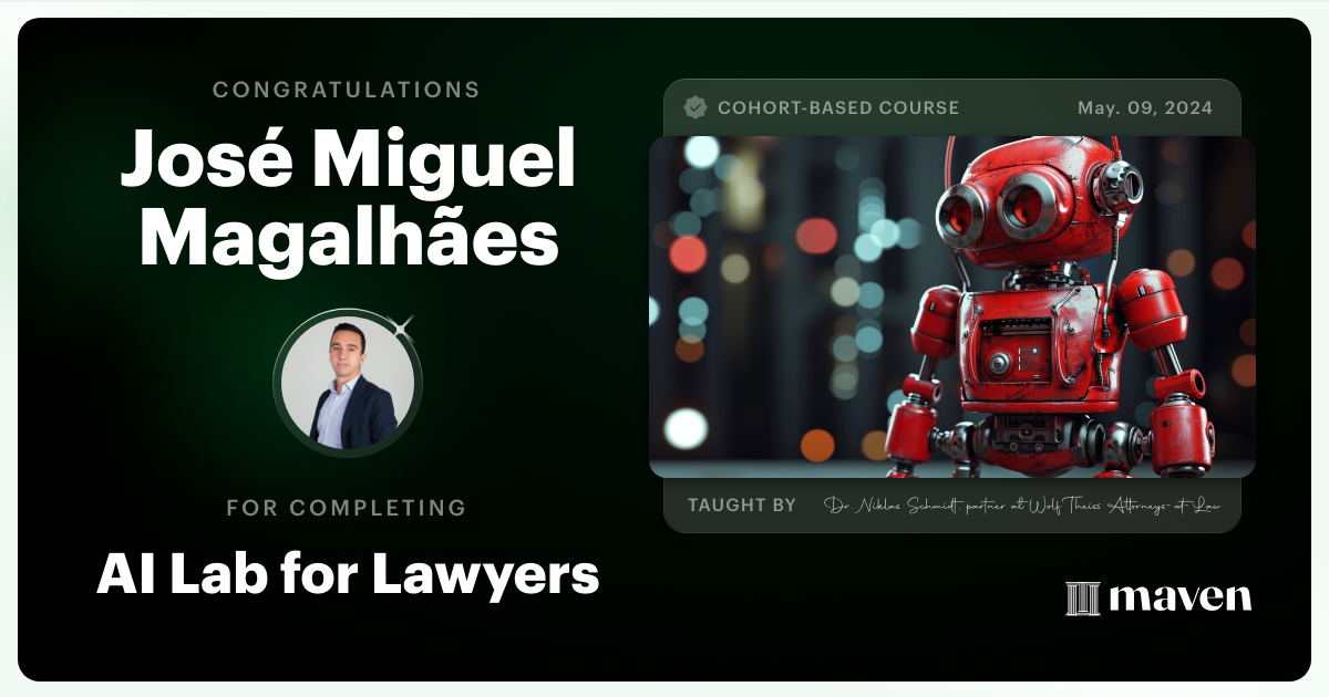 Certificate of Completion for AI Lab for Lawyers