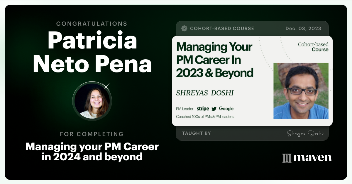Certificate of Completion for Managing your PM Career in 2025 and beyond