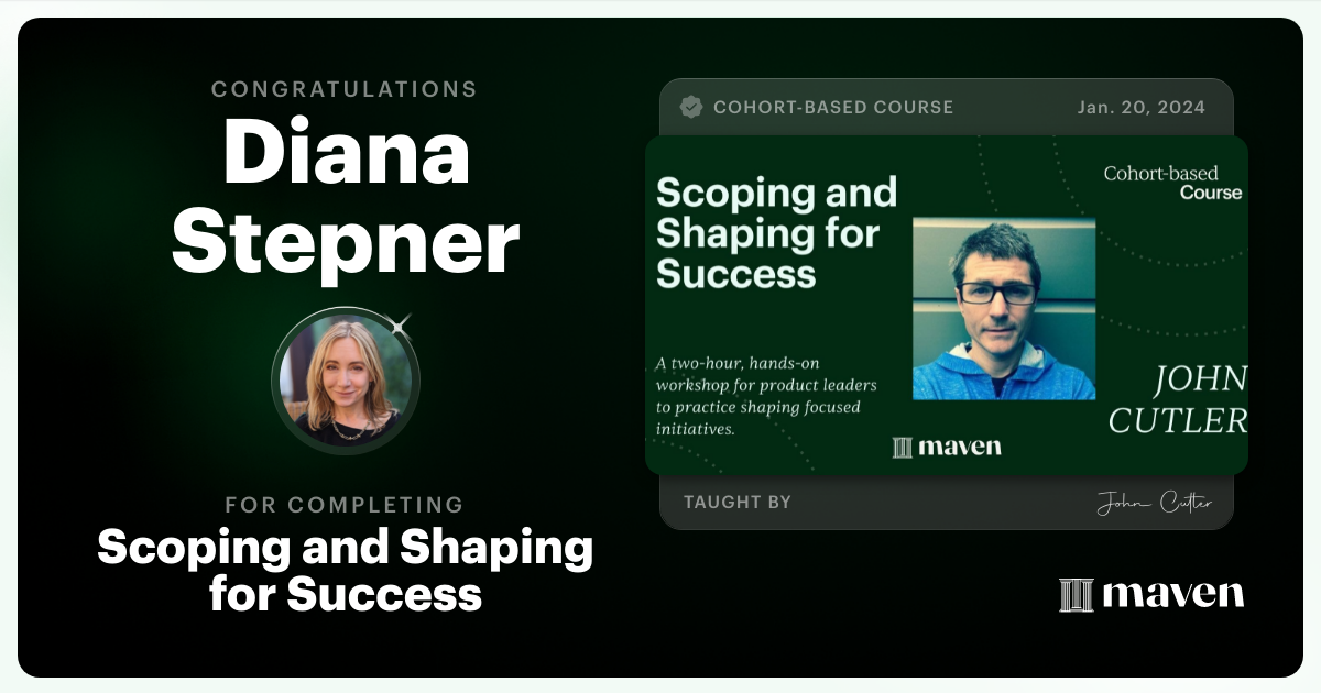 Certificate of Completion for Scoping and Shaping for Success