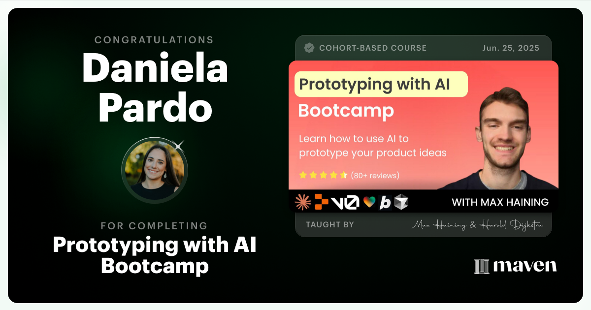 Certificate of Completion for Vibe Coding Bootcamp