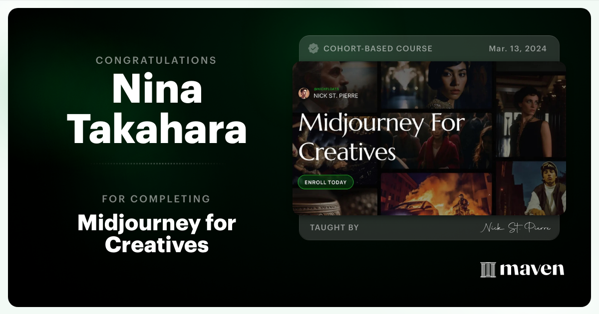 Certificate of Completion for Midjourney for Creatives