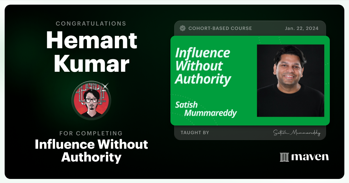 Certificate of Completion for Influence Without Authority