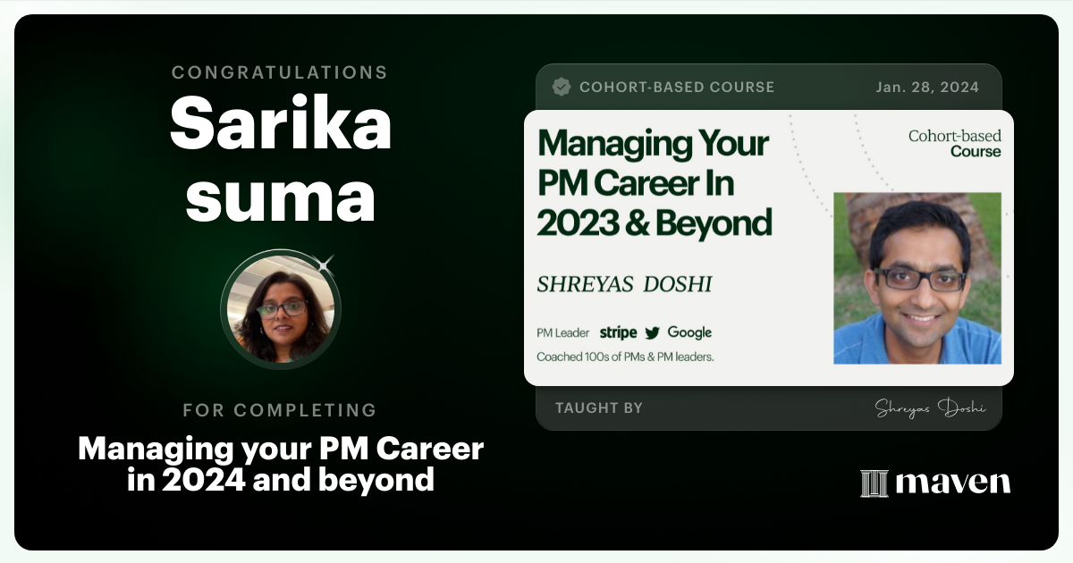 Certificate of Completion for Managing your PM Career in 2025 and beyond