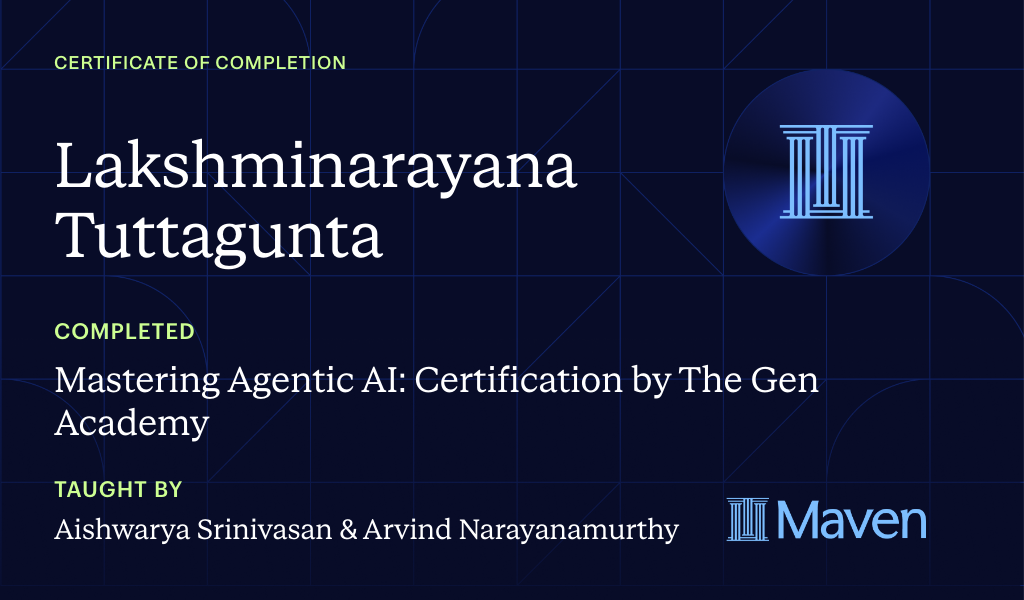 Certificate for Mastering Agentic AI: Certification by The Gen Academy
