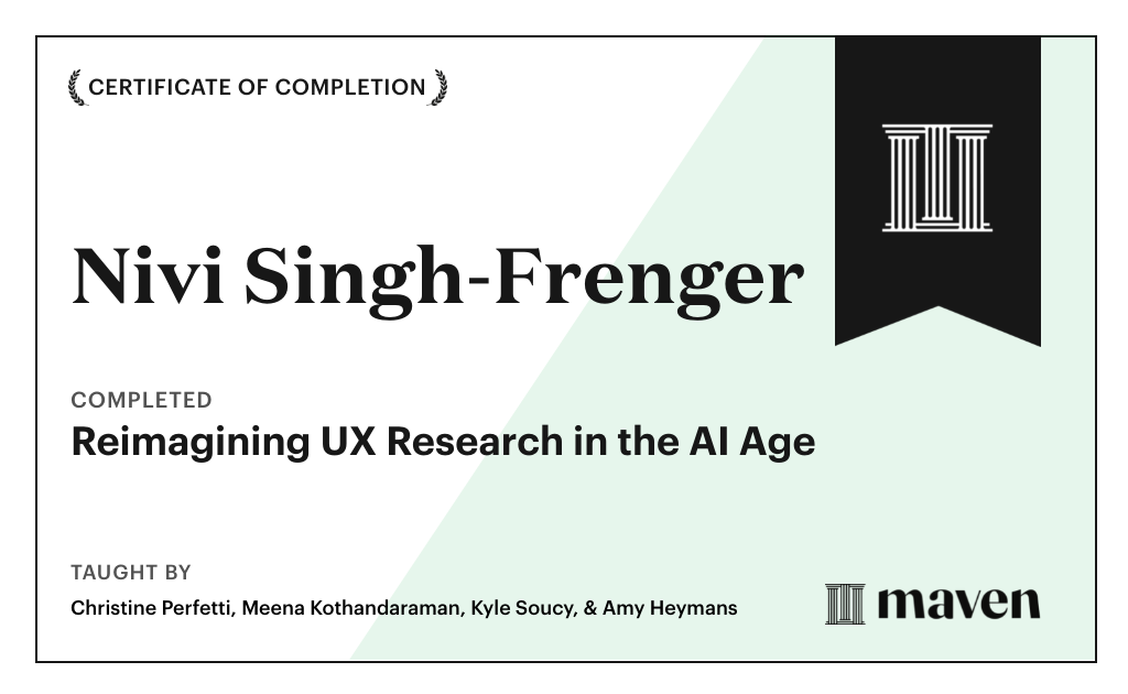 Certificate for Reimagining UX Research in the AI Age