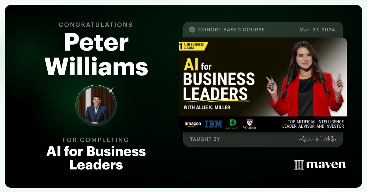 Certificate of Completion for AI for Business Leaders