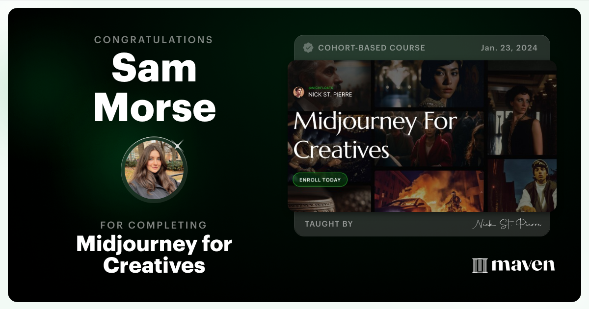 Certificate of Completion for Midjourney for Creatives