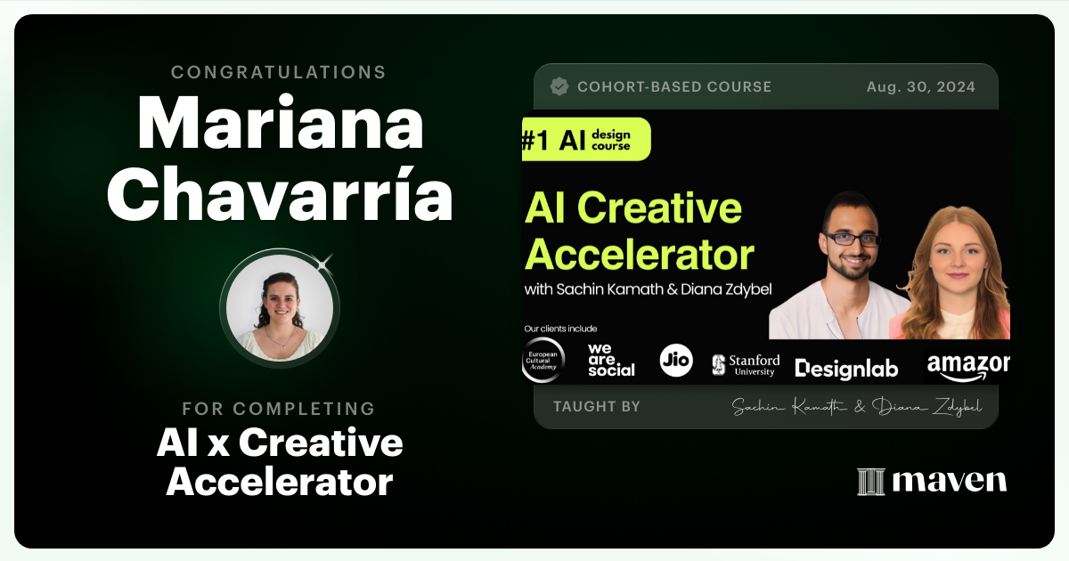 Certificate of Completion for AI x Creative Accelerator