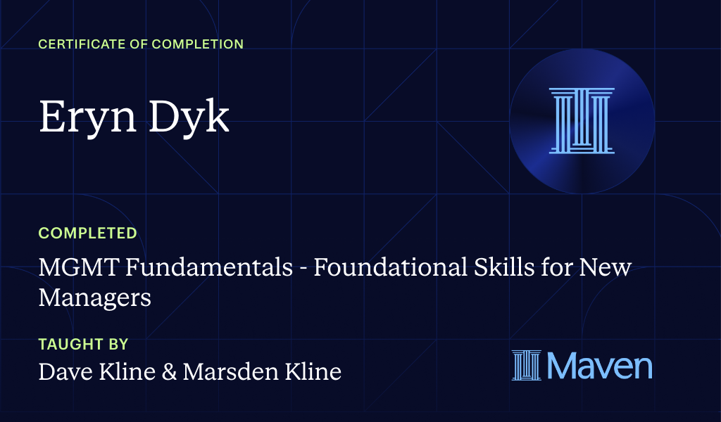 Certificate for MGMT Fundamentals - Foundational Skills for New Managers