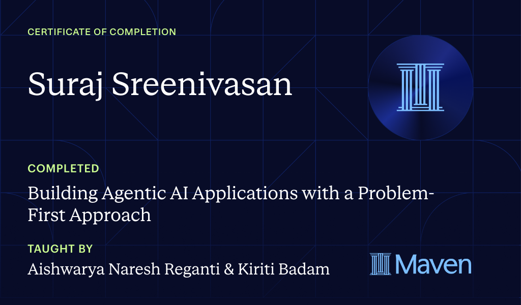 Certificate for Building Agentic AI Applications with a Problem-First Approach