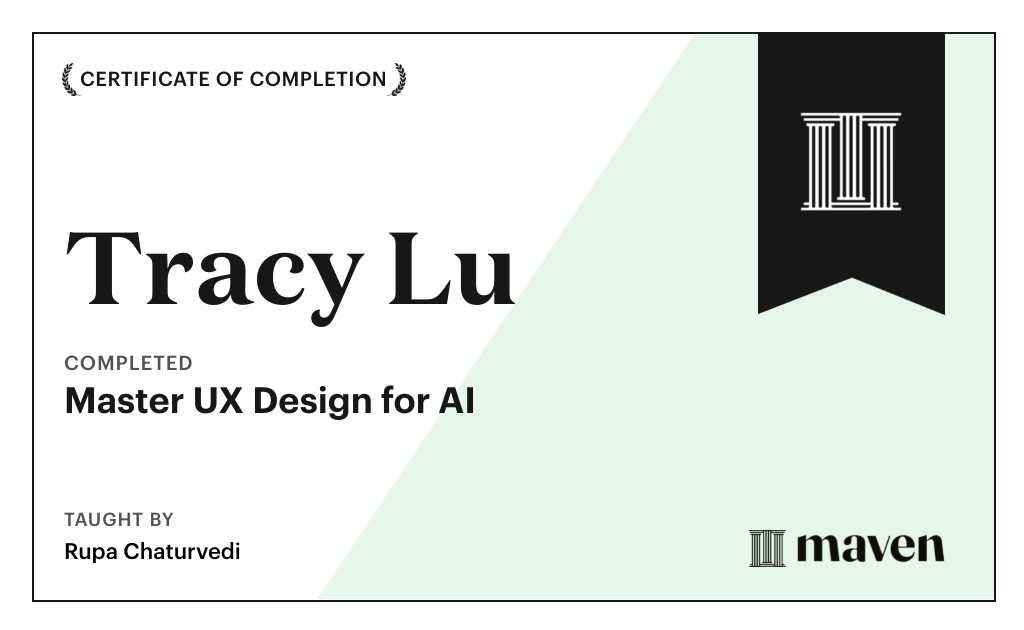 Certificate for Master UX Design for AI
