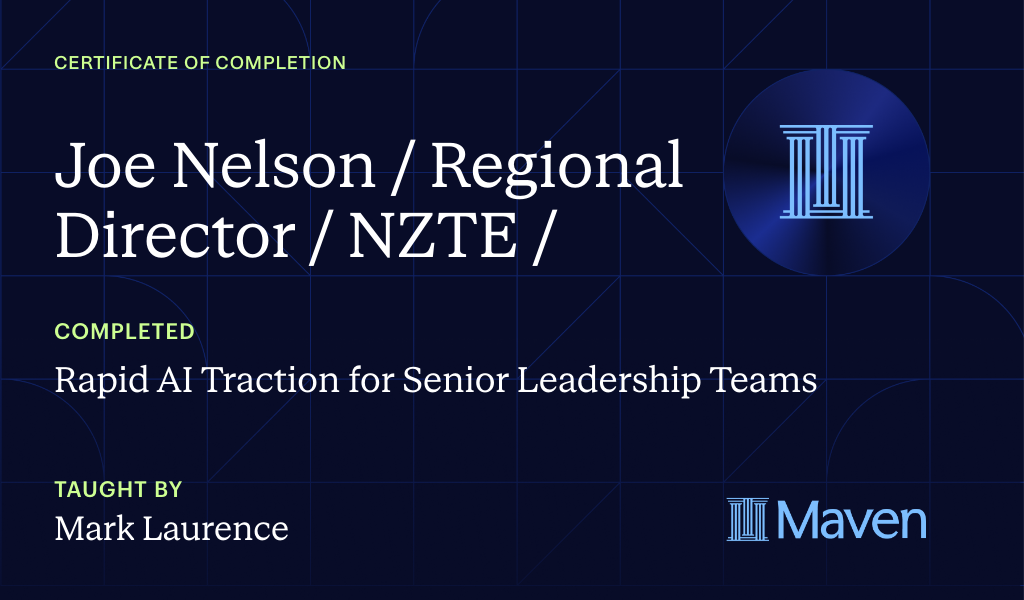 Certificate for Rapid AI Traction for Senior Leadership Teams