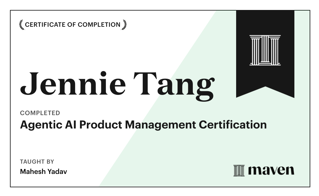 Certificate for Agentic AI Product Management Certification