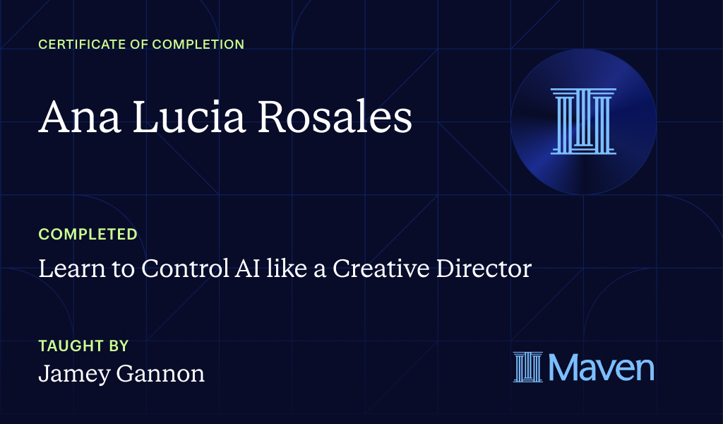 Certificate for Learn to Control AI like a Creative Director