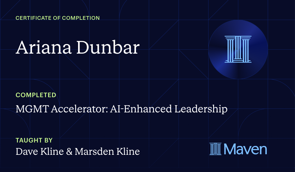 Certificate for MGMT Accelerator: AI-Enhanced Leadership