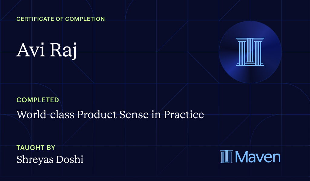 Certificate for World-class Product Sense in Practice