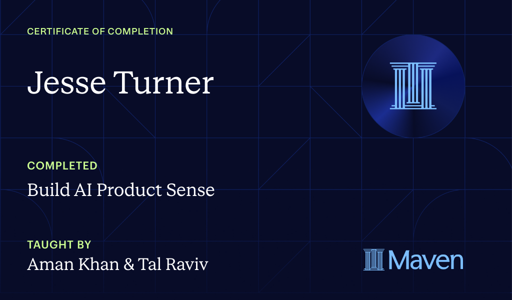 Certificate for Build AI Product Sense