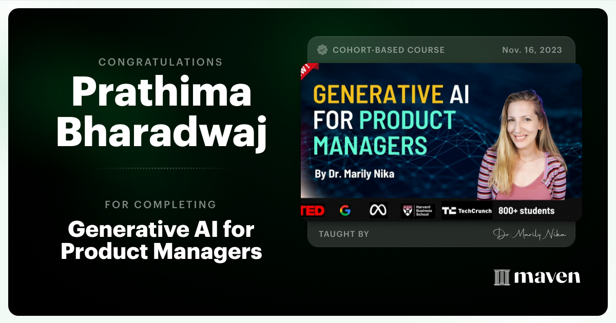 Certificate of Completion for Generative AI for Product Managers