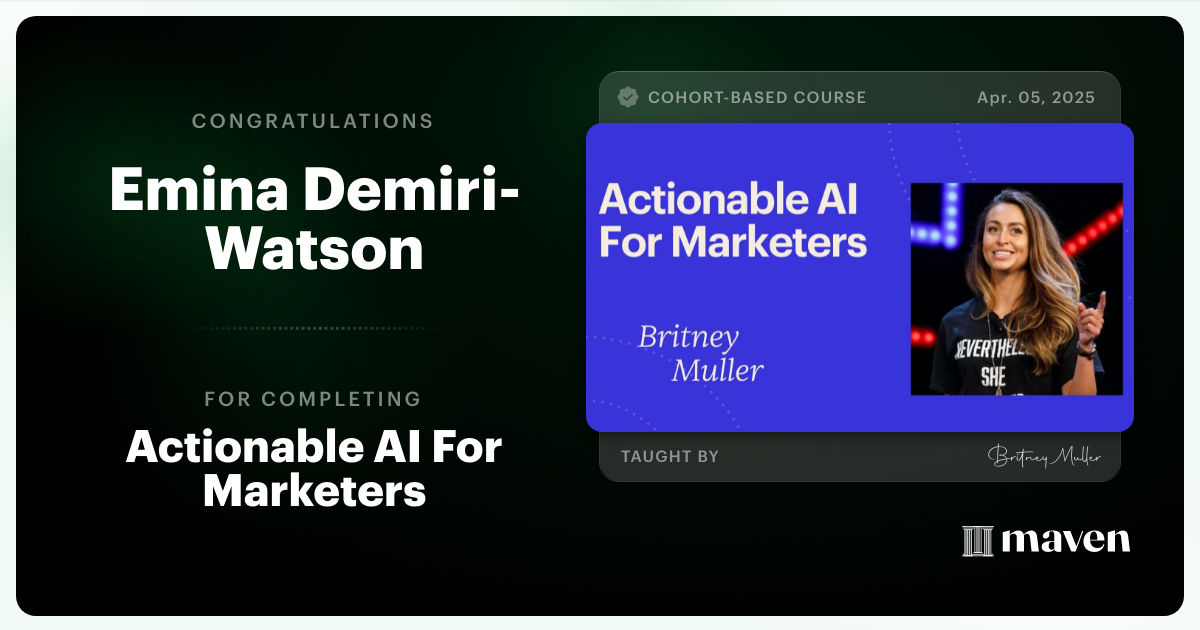 Certificate of Completion for Actionable AI For Marketers