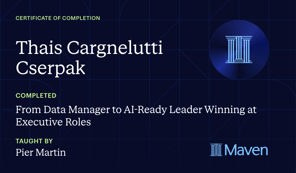 Certificate for From Data Manager to AI-Ready Leader Winning at Executive Roles