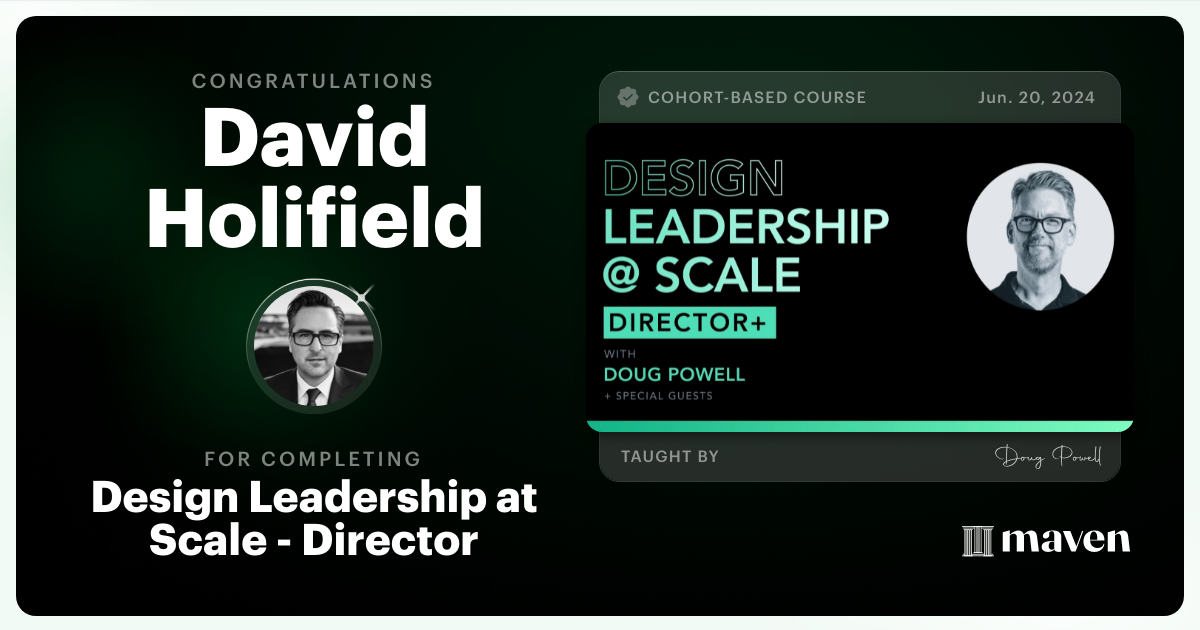 Certificate of Completion for Design Leadership at Scale: Director