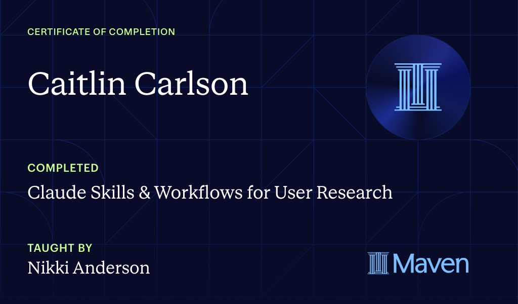 Certificate for Claude Skills & Workflows for User Research