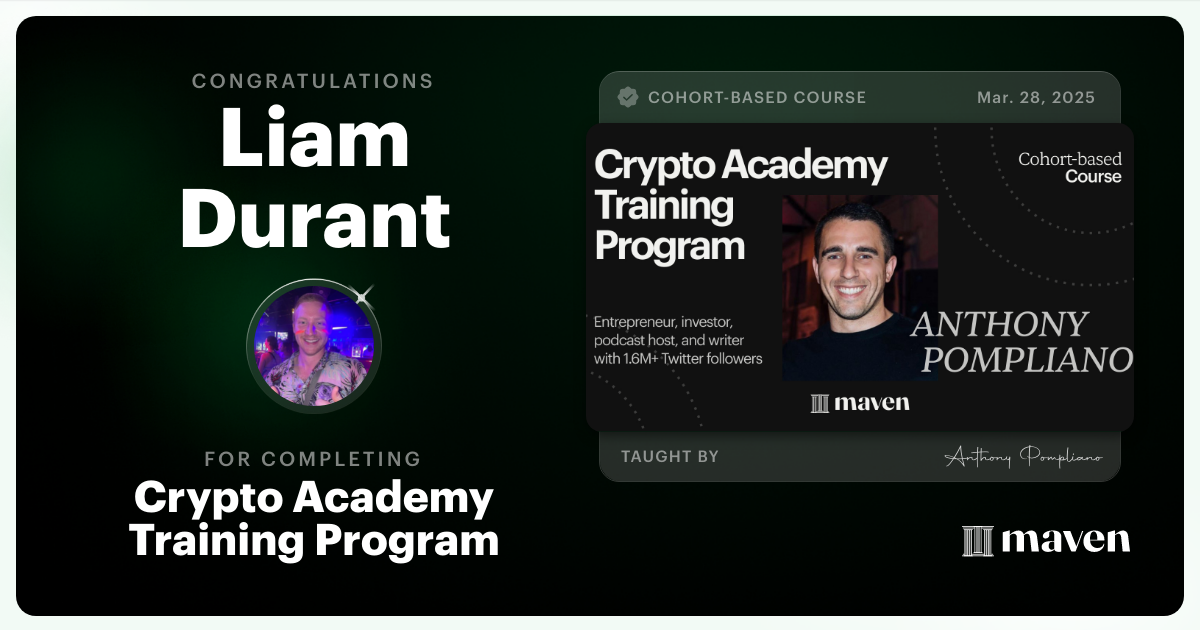 Certificate of Completion for Crypto Academy Training Program