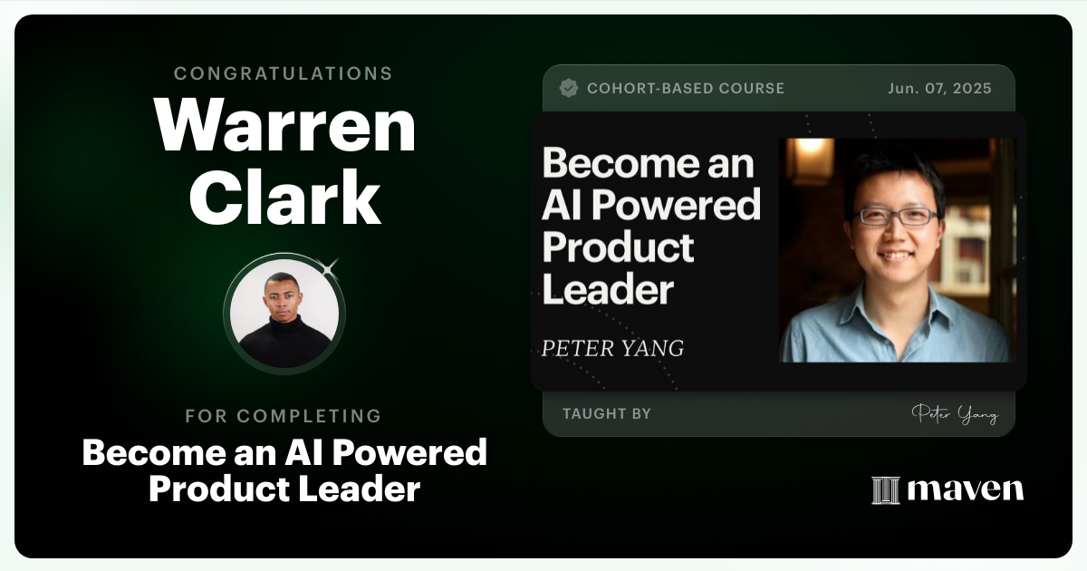 Certificate of Completion for Become an AI Powered Product Leader