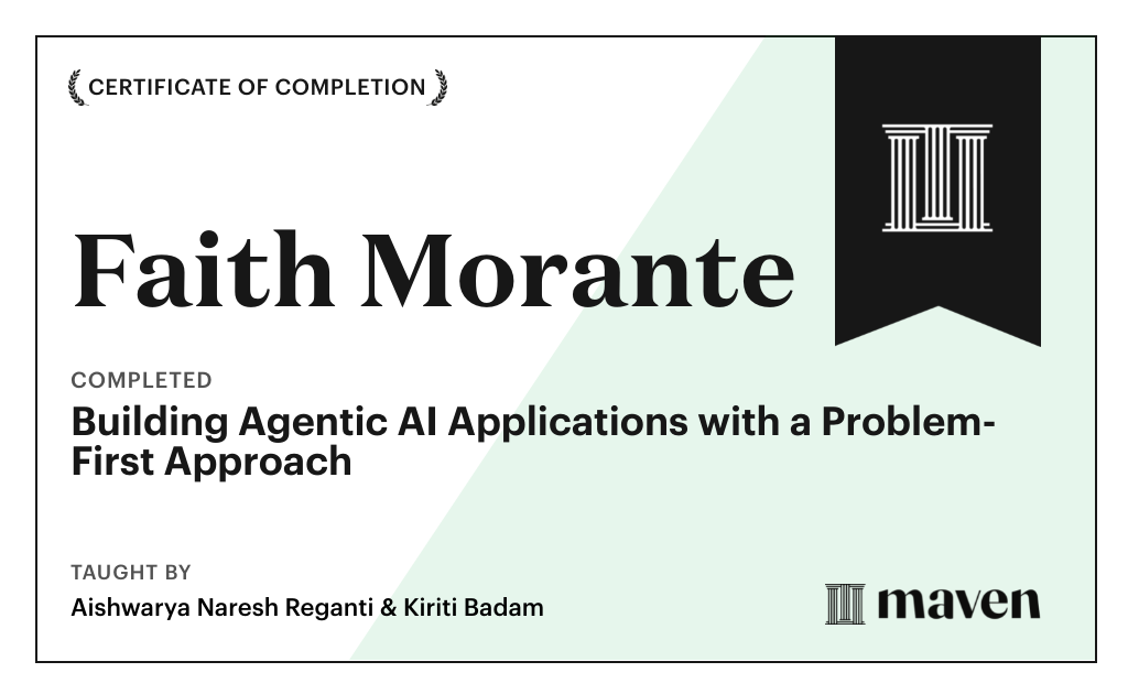 Certificate for Building Agentic AI Applications with a Problem-First Approach